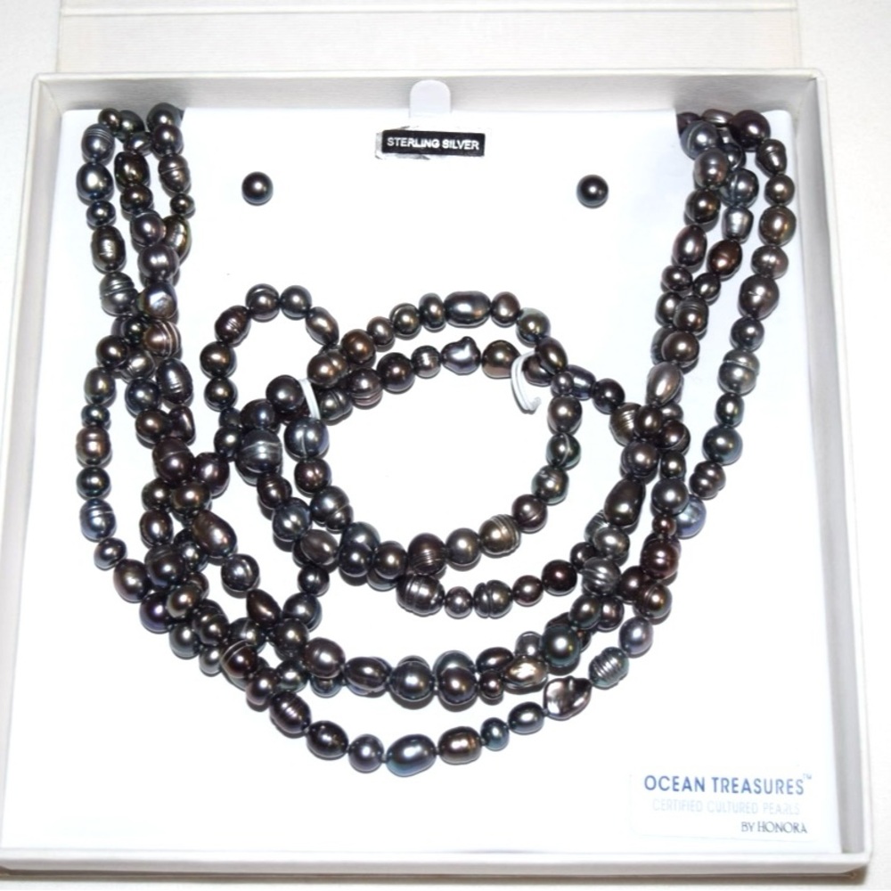 Ocean Treasures Black Pearl Necklace by Honora